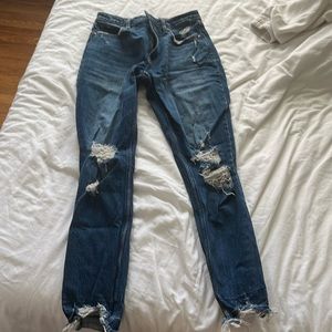 never worn, dark wash, Abercrombie skinny, high-rise jeans, 27/4 long.